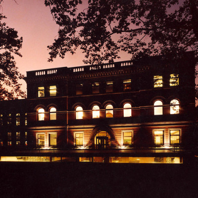 night view of college library renovation design project by Gran Kriegel Architects