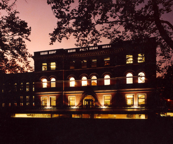 night view of college library renovation design project by Gran Kriegel Architects