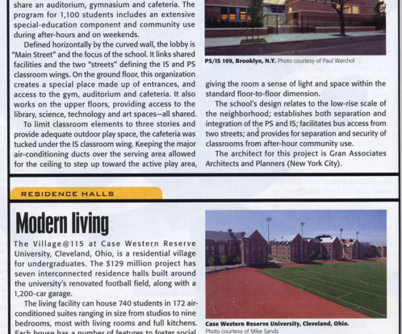 K-12 School Designed by Gran Kriegel Architects in NYC shown in American School and University magazine