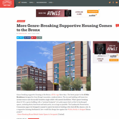 Gran Kriegel Architects El Rio supportive housing design featured on NY Curbed