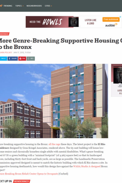 Gran Kriegel Architects El Rio supportive housing design featured on NY Curbed