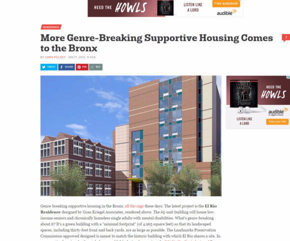 Gran Kriegel Architects El Rio supportive housing design featured on NY Curbed