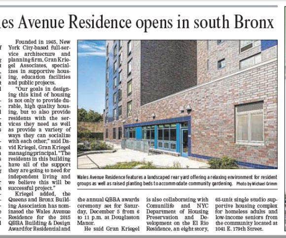 New supportive housing development in NYC featured in NY Post