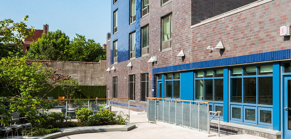 Back yard of new supportive affordable housing development in NYC by Gran Kriegel Architects