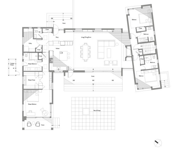 Floorplan of new house under construction in Shelter Island, NY, by Gran Kriegel Architects