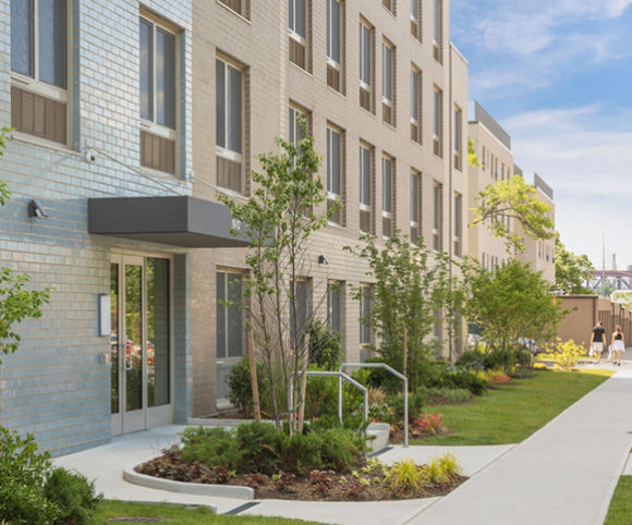 Entry Door of Affordable Housing Marine Terrace in NYC by Gran Kriegel Architects