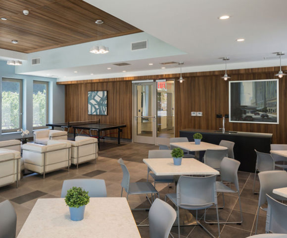 Community Room Interior of Affordable Housing Marine Terrace in NYC by Gran Kriegel Architects